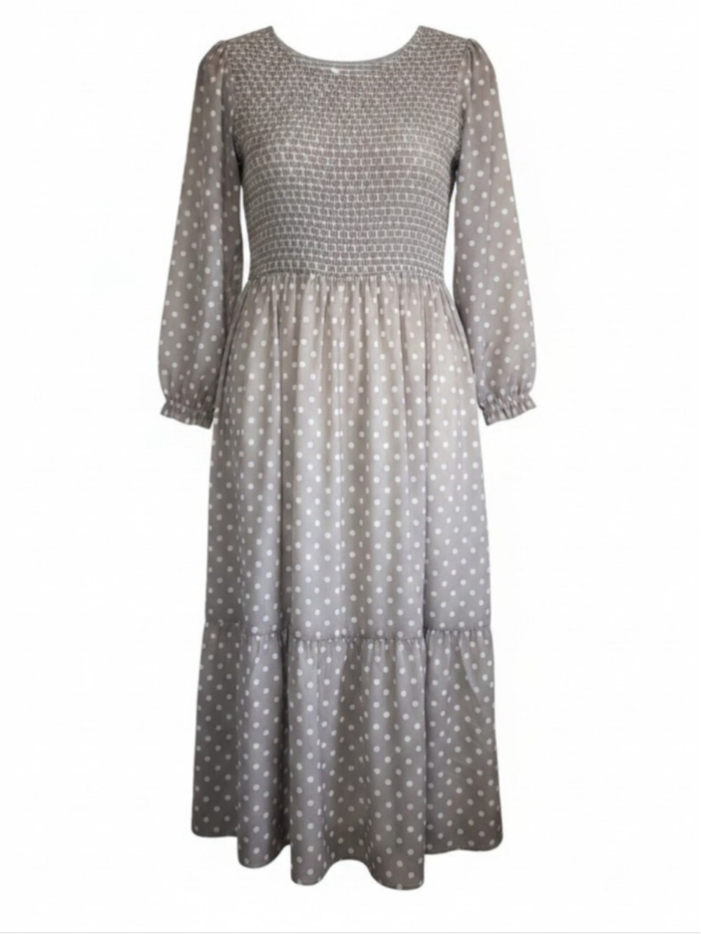 Mad About Style For The Jilly Box Birch Dot Smocked Midi Dress Size S Polka Dot